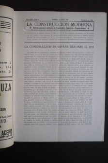 LA CONSTRUCCIÓN MODERNA. Revista quincenal de arquitectura e ingeniería. AÑO XXX COMPLETO.