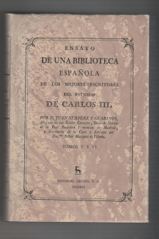 Ensayo de una biblioteca española de los mejores escritores del reynado de Carlos III. (3 vol. )