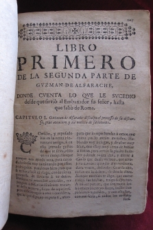 PRIMERA Y SEGUNDA PARTE DE GUZMAN DE ALFARACHE, POR MATHEO ALEMAN, CRIADO... (1723) 