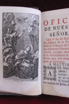 Preciosa obra con diversos OFICIOS DE LA VIRGEN MARIA (1772), seguido de OFICIO DE LOS DIFUNTOS.