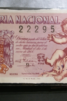 LOTERIA NACIONAL  1948-NÚMERO 27 BARCELONA