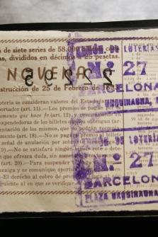 LOTERIA NACIONAL  1948-NÚMERO 27 BARCELONA