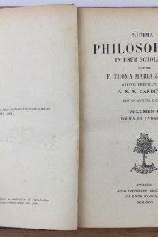 Summa Philosophica, Vol. 1 Logica et ontologia