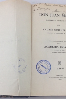 Don Juan Manuel. Biografia y estudio crítico por Andrés Giménez Soler catedrático por la universidad de Zaragoza.