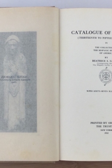 Catalogue of Sculpture (XIII to XV centuries) in the collection of The Hispanic Society of America