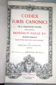 CODEX IURIS CANONICI PII X PONTIFICIS MAXIMI