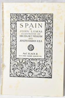 Foto grabado Puerta del vino de la Alhambra de Granada, 20x13,5cm, Londrés (1925),  Incluido en el libro: Spain by John Lomas, A.&C. Black, Londrés (1925)