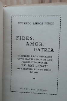 FIDES, AMOR PATRIA  (VALENCIA 1944)
