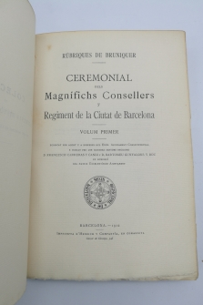 Ceremonial dels magnífics consellers y regiment de la ciutat de Barcelona