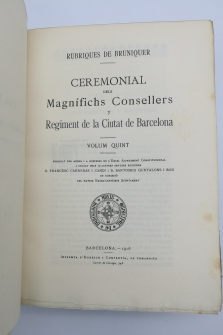 Ceremonial dels magnífics consellers y regiment de la ciutat de Barcelona