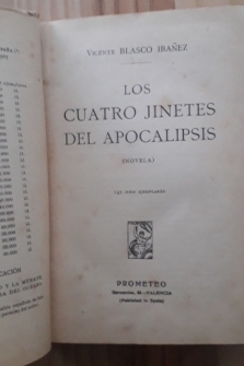 LOS CUATRO JINETES DEL APOCALIPSIS - PROMETEO - VALENCIA - 1919 -