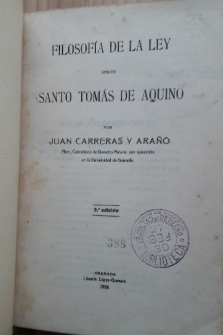 FILOSOFÍA DE LA LEY SEGÚN SANTO TOMÁS DE AQUINO (1926)
