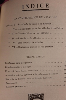 RADIO ENCICLOPEDIA. Número 18: La comprobación de válvulas. JULIO 1945. 1ª EDICIÓN
