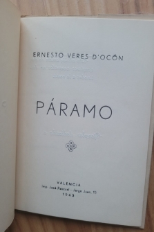 PÁRAMO (1943, DEDICADO Y FIRMADO POR EL AUTOR)