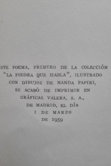 ODA A NANDA PAPIRI (1959, DEDICADO Y FIRMADO POR EL AUTOR)