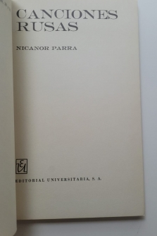 CANCIONES RUSAS (PRIMERA EDICIÓN, CHILE, 1967)