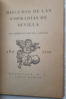 DISCURSO DE LAS COFRADÍAS DE SEVILLA (ORIGINAL, 1941)