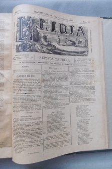 LA LIDIA. Revista taurina. 76 números. Años: de 1882 a 1888; 1898.