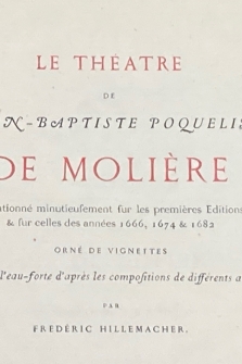 Theatre. Edition collationnée fur les textes originaux & ornée de gravures á l'eau-forte.