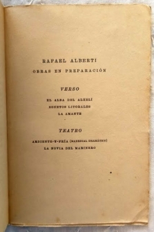 Marinero en tierra. Poesías (1924).